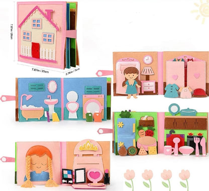 Montessori Meşgul Kitap - 3D Bebek Hikaye Kumaş Aktivite Sessiz Kitap Okul Öncesi Eğitim Seyahat Oyuncağı