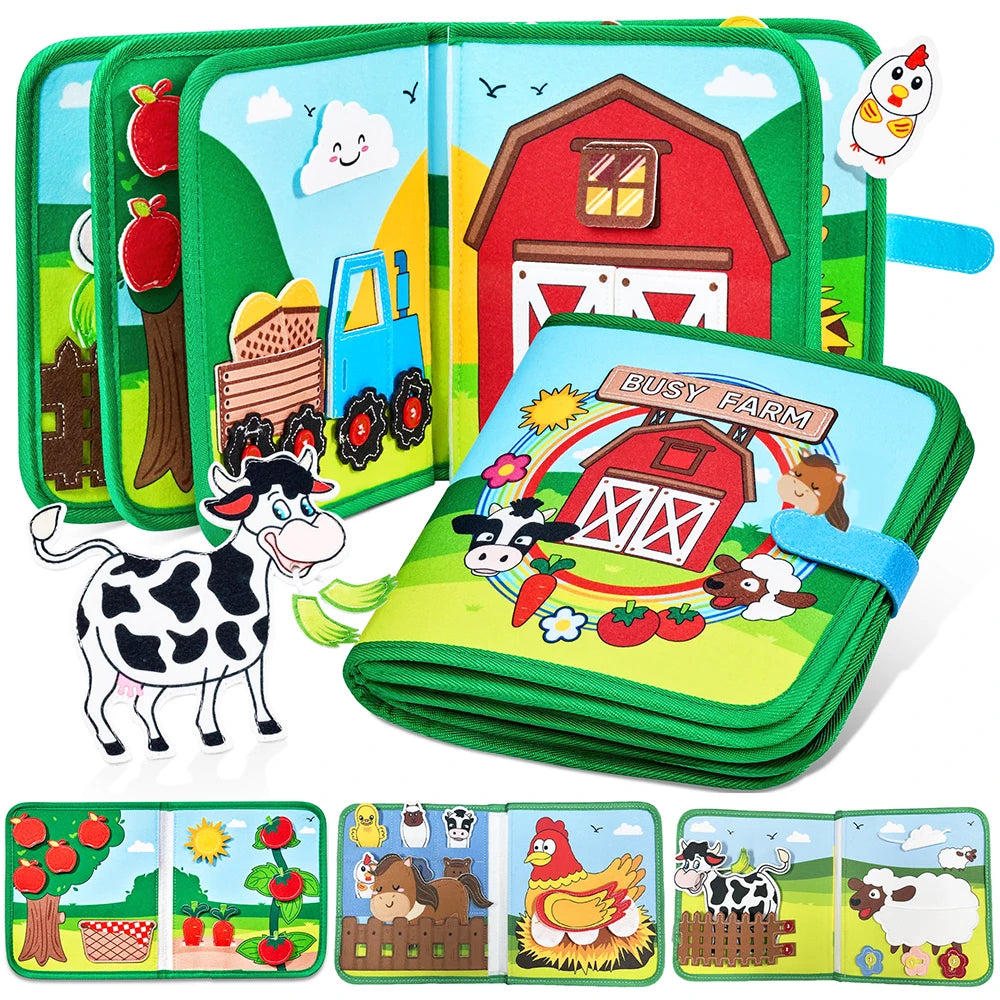 Montessori Meşgul Kitap - 3D Bebek Hikaye Kumaş Aktivite Sessiz Kitap Okul Öncesi Eğitim Seyahat Oyuncağı