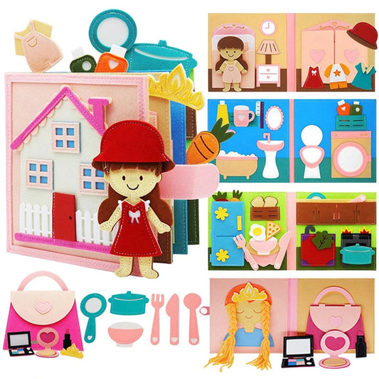 Montessori Meşgul Kitap - 3D Bebek Hikaye Kumaş Aktivite Sessiz Kitap Okul Öncesi Eğitim Seyahat Oyuncağı